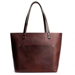Portland Leather Company Cognac Brown Leather Medium  Tote Shoulder Bag